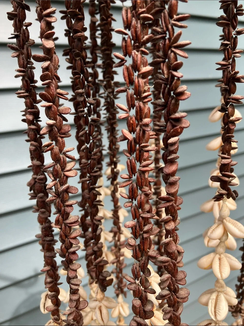 Woven Rattan Hanging Shell Wind Chime - Brown & Natural